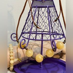 Beautiful cream color stone beads necklace and bracelet set